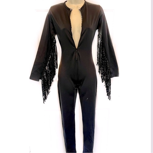 Vintage Custom Fringe Catsuit Jumpsuit XS - Picture 2 of 4